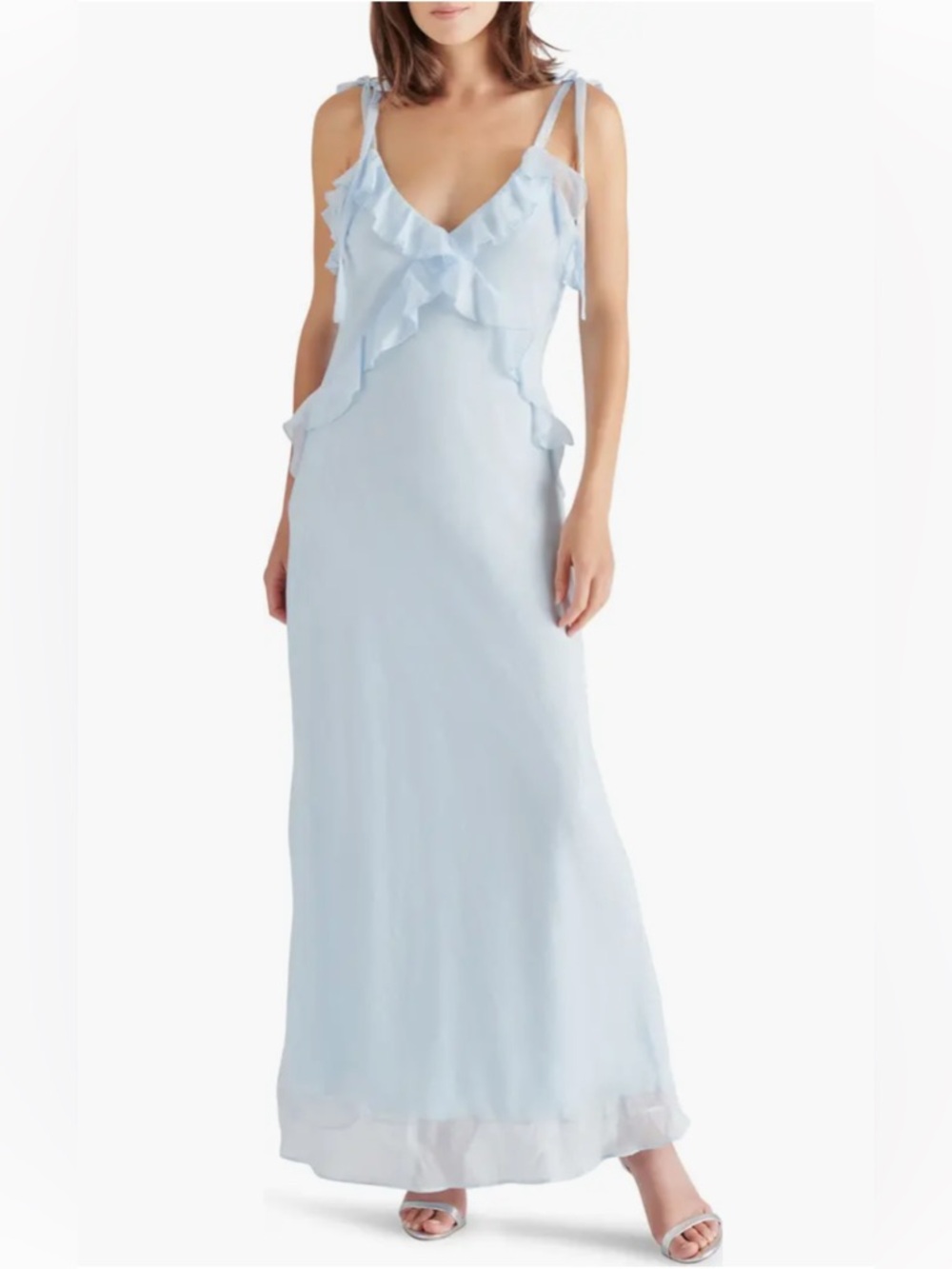 Adalina Ruffle Maxi Dress Steve Madden
Blue Ruffle Tie-Shoulder  Maxi Dress